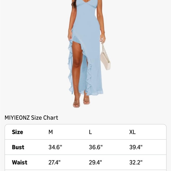 Chic Backless Light Blue Ruffle Dress - Picture 6 of 6